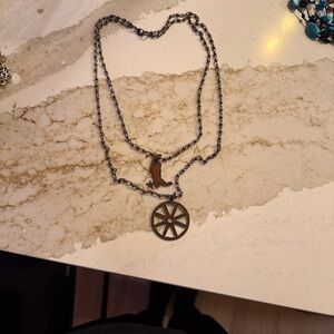 Black Double-Layer Necklace with Charms